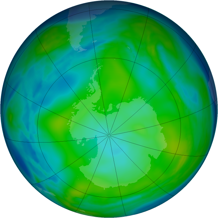 Antarctic ozone map for 06 July 2006